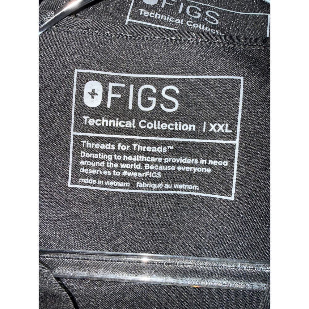 Figs Technical Collection Casma V-Neck Scrub Top, Black, Size XXL - Picture 3 of 4